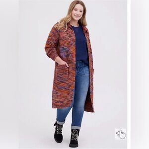 Torrid Acrylic Open Front Shawl Duster Spacedye Multi 00 M/L 10
